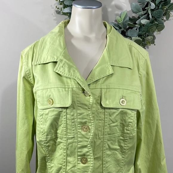 CJ Banks Stretch Scalloped Edge Green Jacket X (14W) - Picture 2 of 16